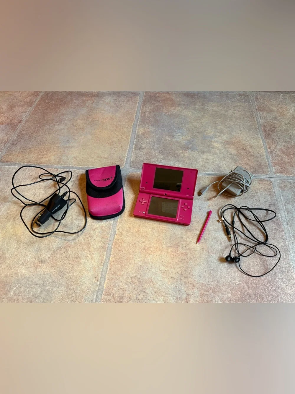 Nintendo DS Lite Pink Handheld with Matching Stylus and Pouch